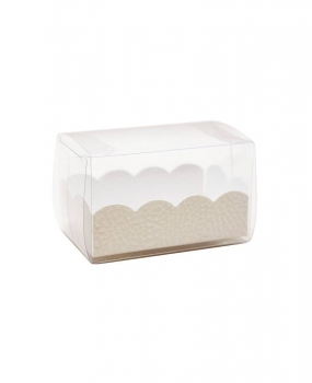 Klarsicht-Verpackung/Macarons-Verpackung mit weisser Wellenrandeinlage 50x50x80mm